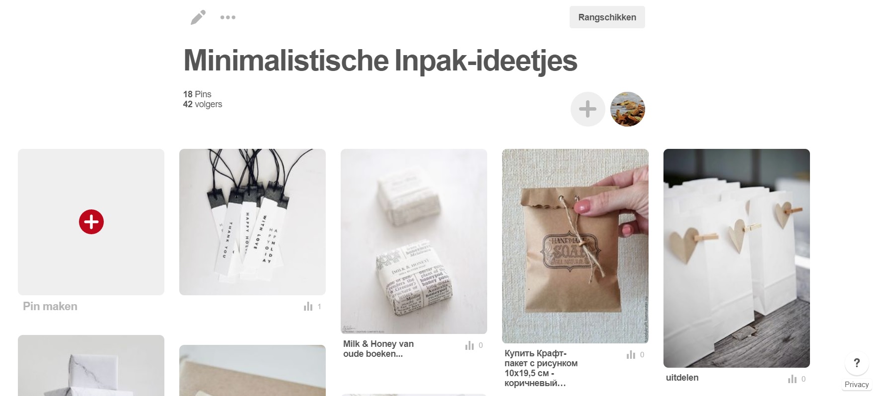 Een Printscreen van mijn Pinterest Cadeau Inpak Ideeën Album